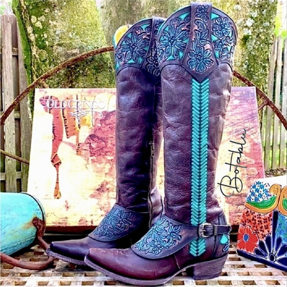 OLD GRINGO NEW With Box Aster Tooling 18” Tall Knee High Western Boots, Size 6.5 - Picture 1 of 14